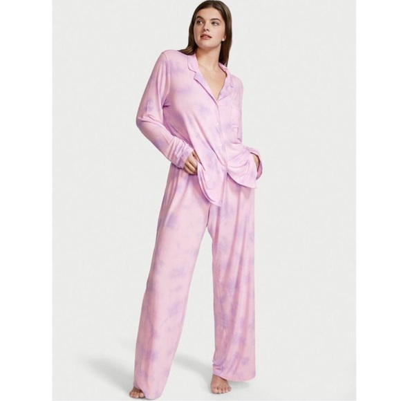 NWT $69 Victoria's Secret XXL Modal Tie Dye Long Sleeve Long Pajama Set SOFT - Picture 2 of 4